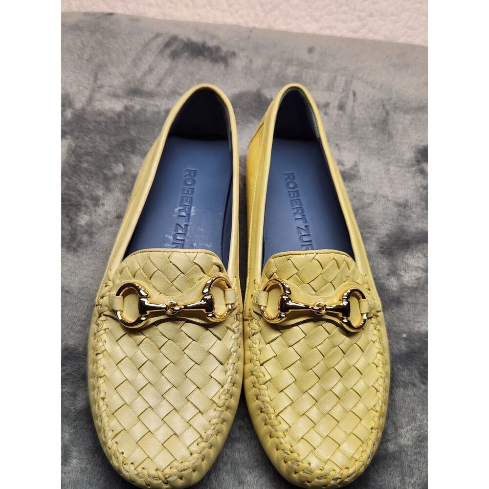 Robert Zur Women’s 7M Woven Leather Loafers Horsebit Gold Hardware Made in India
